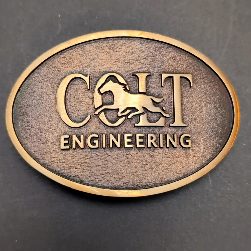 Colt Engineering Brass Men's Advertiser's Belt Buckles, Attributes Calgary .